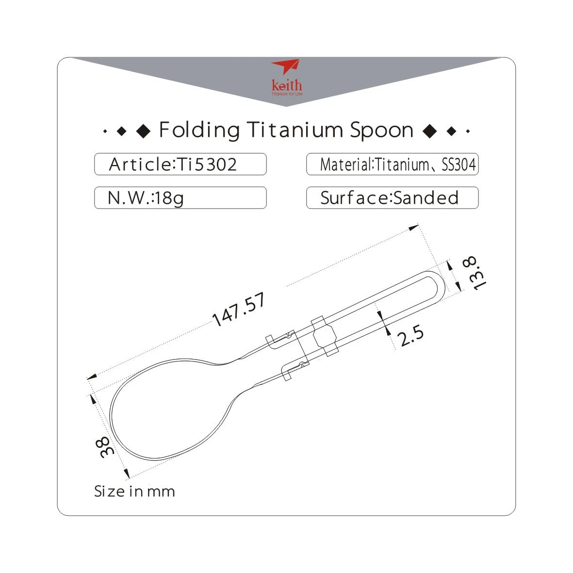 Folding Titanium Spoon - 5302 3 Folding Titanium Spoon - 5302 - Image 3