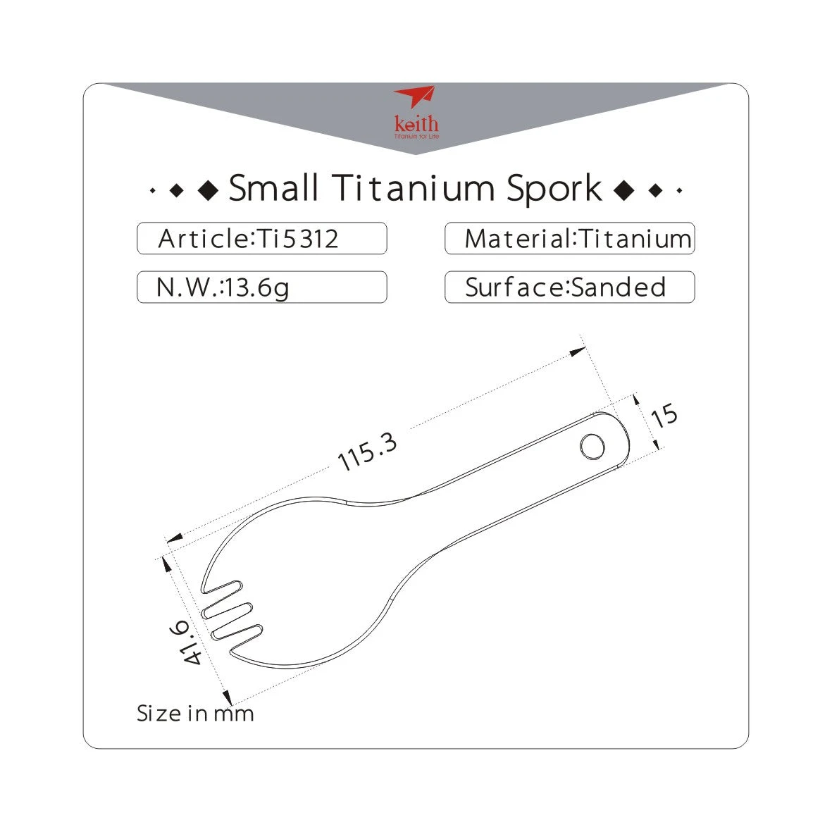 Small Titanium Spork 3 Small Titanium Spork - Image 3