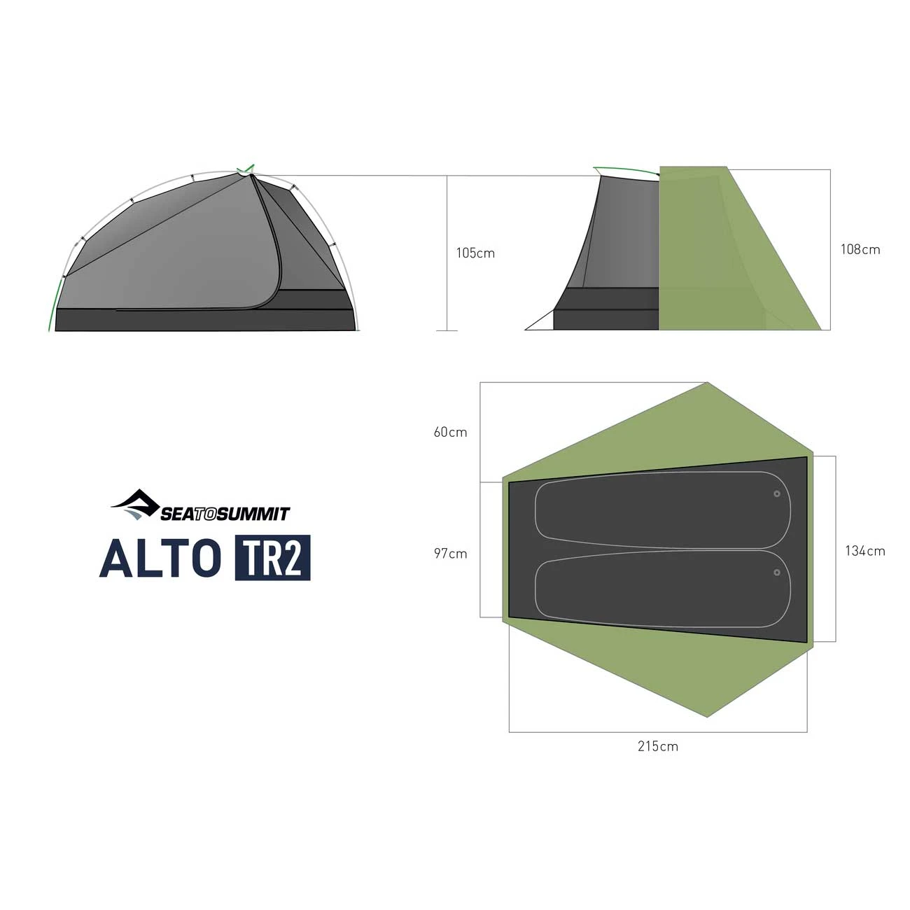 Sea To Summit Alto TR2 Tent - Two Person Lightweight Hiking 4 Sea To Summit Alto TR2 Tent - Two Person Lightweight Hiking - Image 4