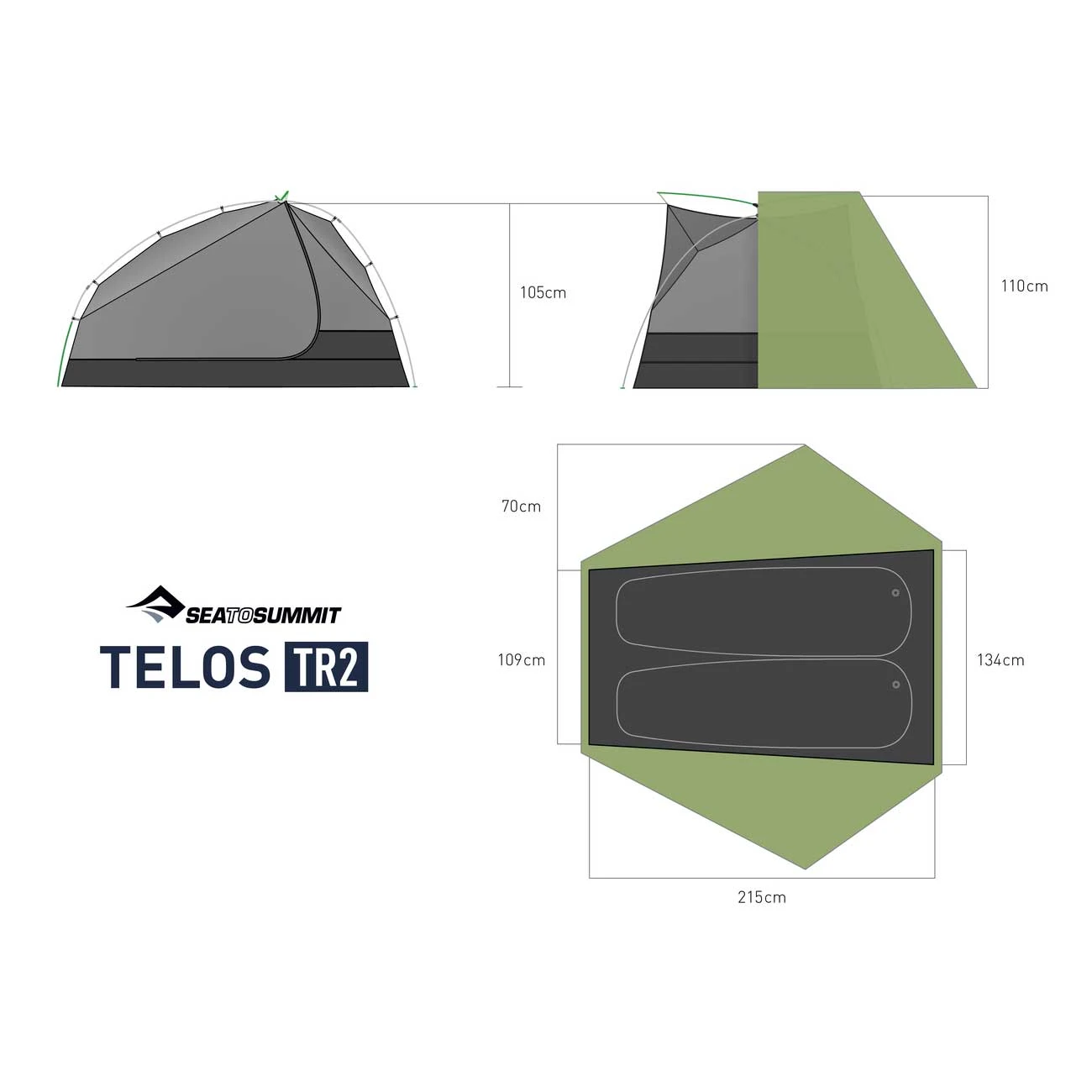 Sea To Summit Telos TR2 Tent - Two Person Lightweight Hiking 4 Sea To Summit Telos TR2 Tent - Two Person Lightweight Hiking - Image 4