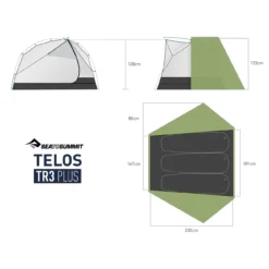 Sea To Summit Telos TR3 Plus Tent - Three Person Lightweight Hiking -Nomad Outdoor sea to summit telos TR3 PLUS ultralight backpacking tent 5 dimensions